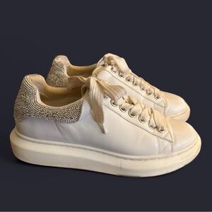 Steve Madden White Sneakers with Rhinestone Accents